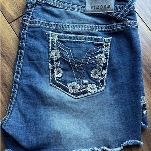 Vigoss Blue Jean Shorts with Distressed Finish